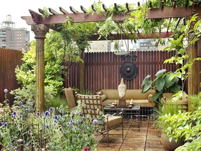 enjoy the garden by sitting on the chair.