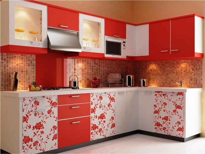 Red is good way to make the kitchen looks colorful.