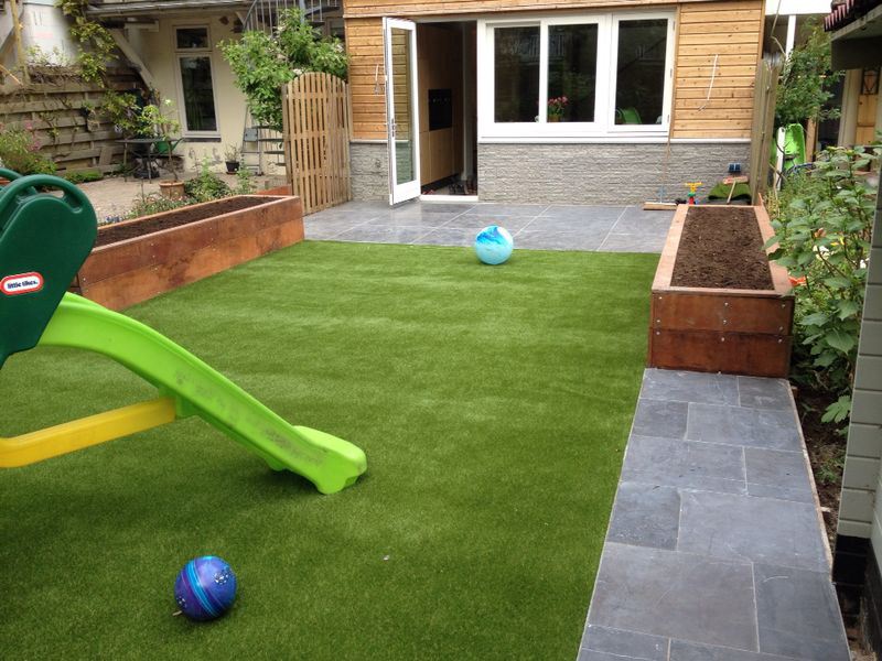 synthetic grass is safe for children's playground.