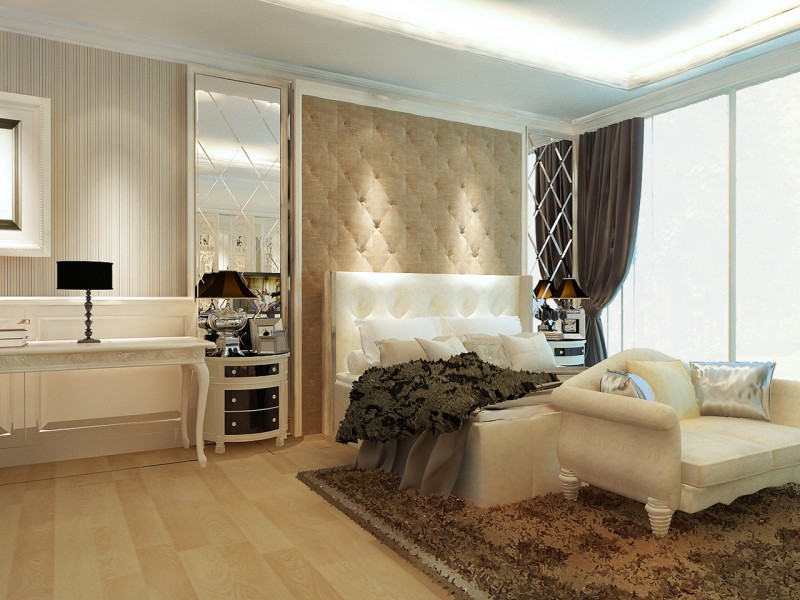 classic bedroom by using cream color.