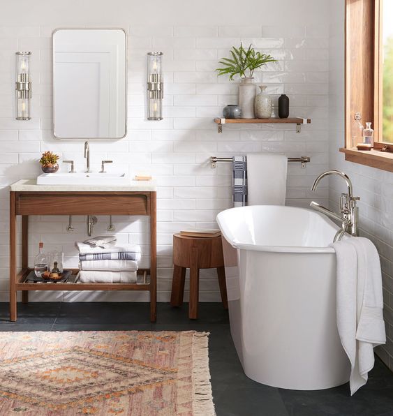 Take A Look At Modern Vintage Bathroom Design Ideas Combined White Color Scheme