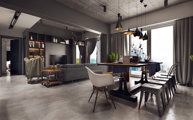 Ind Contemporary Industrial Style Dining Room