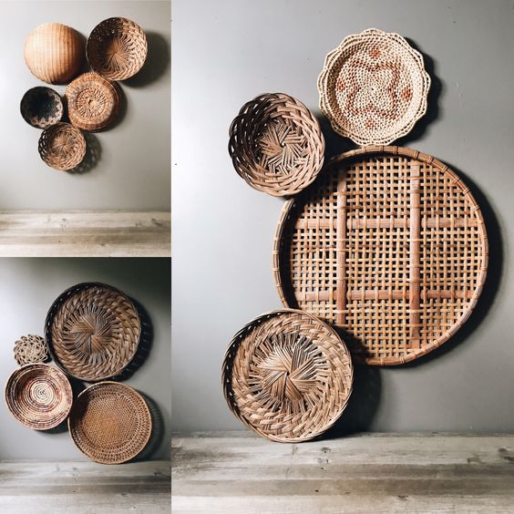 rattan wall displays