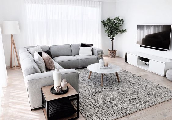 scandinavian monochrome living room decor