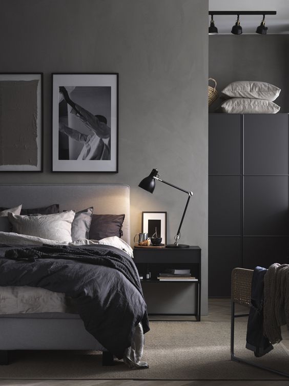 soothing grey men bedroom