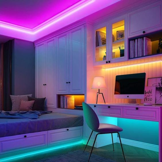 LED light bedroom decor
