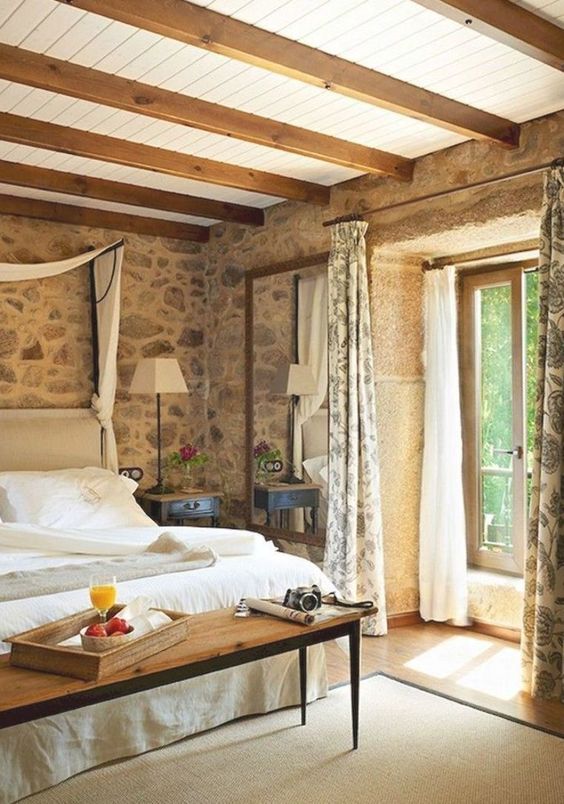 natural stones wall italian bedroom
