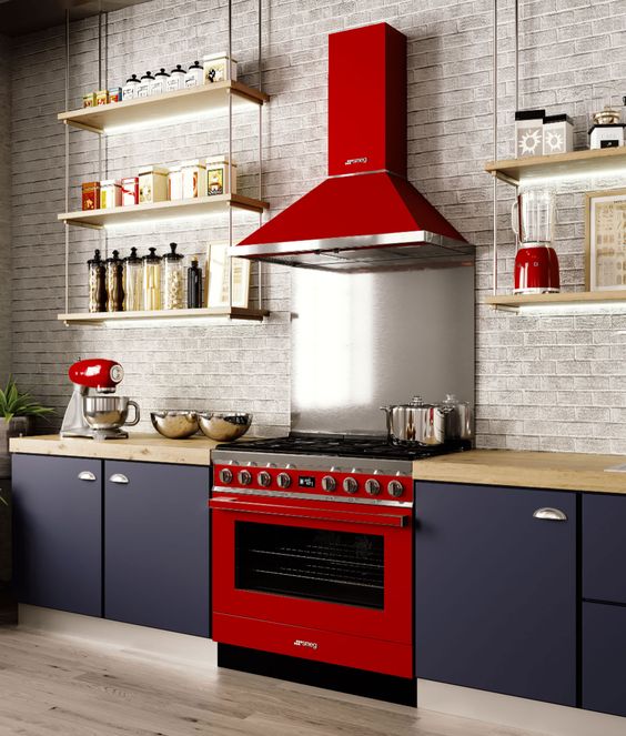 attractive kitchen red decor