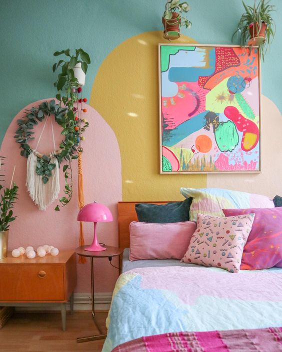 pink retro bedroom