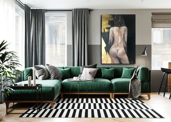 modern green living room
