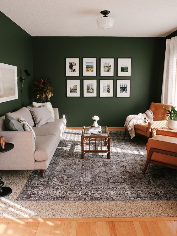 bold green living room